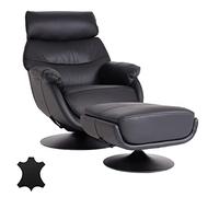 Mendler HWC-K99 - Sillón de relax con taburete (función basculante, metal y piel sintética), color negro