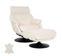 Mendler HWC-K99 - Sillón de relax con taburete (piel sintética), color crema y blanco