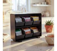 Mendler HWC-M10 - Soporte para bolsas de té, 6 compartimentos extraíbles, 20 x 25 x 13 cm, color negro
