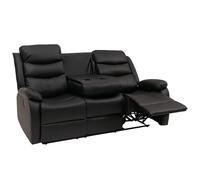 Mendler HWC-O62 - Sillón de cine (3 unidades, con reposabrazos, soporte para bebidas, función reclinable, piel sintética), color negro