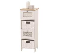 Mendler HWC-O75 - Cómoda con 4 cajones, madera de melamina, 82 x 30 x 30 cm, color blanco natural