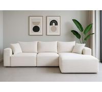 Mendler HWC-P20 - Juego de sofá de 3 plazas, tela y pana (370 g/m²), color blanco