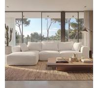 Mendler HWC-P20 - Juego de sofá de 3 plazas, tela y pana (370 g/m²), color blanco