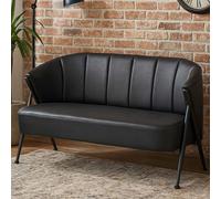 Mendler HWC-P30 - Sofá de 2 plazas, tapizado, estilo vintage, retro, industrial, metal, piel sintética, color negro