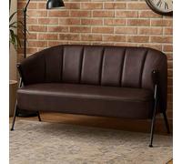 Mendler HWC-P30 - Sofá de 2 plazas, tapizado, estilo vintage, retro, industrial, metal, piel sintética, color marrón oscuro