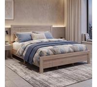 Mendler HWC-P44 - Estructura de cama doble con somier, 180 x 200 cm, efecto roble Sonoma