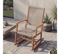 Mendler HWC-P73 Mecedora, Madera de Acacia y Trenzado De Cuerda - Beige | Jardín, exterior, mecedora, sillón, tumbona mecedora