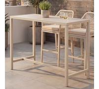 Mendler HWC-P91 - Mesa alta (metal, 105 x 130 x 65 cm), color crema | Mesa de jardín, mesa de bar