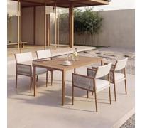 Mendler HWC-Q12 - Juego de comedor de jardín (mesa y 4 sillas, polirratán, 210 g/m²), color blanco