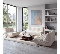 Mendler HWC-R34 - Sillón de 3/2 plazas (300 g/m²), color crema | Sofá tapizado