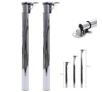 Mendler Juego de 2 patas de mesa HWC-H35 para escritorio, plegable, mecanismo giratorio, altura regulable, 70-110 cm, aspecto de acero inoxidable