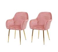 Mendler Juego de 2 sillas de comedor HWC-F18, diseño retro, color rosa viejo, patas doradas