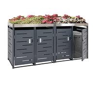 Mendler Juego de 4 cubos de basura HWC-H40b, contenedor de basura, jardinera de acero inoxidable, combi de metal, 78 kg, 101 x 51 x 59 cm, ampliable