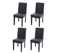 Mendler Littau FSC® - Juego de 4 sillas de comedor (piel sintética, patas oscuras), color gris mate