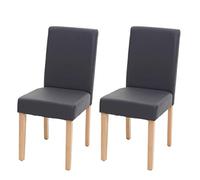 Mendler Littau - Juego de 2 sillas de comedor (piel sintética, patas claras), color gris mate