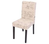 Mendler Littau - Silla de comedor (2 unidades, tela con letras), color crema y negro