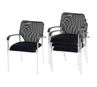 Mendler Lote de 4 sillas de Conferencia/Visitor Tulsa, apilable, Tejido - Asiento Negro, Respaldo Negro