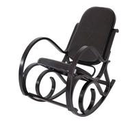 Mendler Mecedora M41, sillón balancín TV, madera maciza, aspecto de nogal, piel de patchwork, marrón