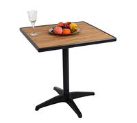 Mendler Mesa de jardín HWC-J95, mesa de balcón, mesa de bistró, gastronomía exterior, revestimiento de aluminio, aspecto de madera, negro, marrón teca