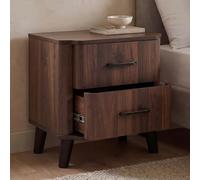 Mendler Mesita de noche HWC-P42, mesilla de noche, 2 cajones, tablero de fibra de densidad media, 50 x 48 x 40 cm, aspecto de nogal