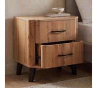 Mendler Mesita de noche HWC-P42, mesilla de noche, 2 cajones, tablero de fibra de densidad media, 50 x 48 x 40 cm, aspecto de roble