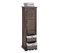 Mendler Mueble de baño HWC-H20, 120 x 27 x 29 cm, color gris y marrón | Armario de baño, armario de baño, estantería de baño