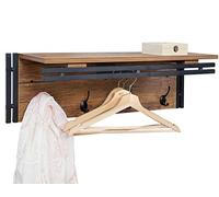 Mendler - Perchero de pared HWC de A27, perchero Estantería, 4 ganchos, 24 x 75 x 24 cm 3d de estructura