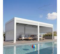 Mendler Pergola HWC-L41 - Cenador de láminas (aluminio, 8 cm, 3 x 6 m), color blanco