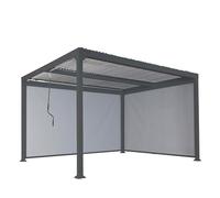 Mendler Pergola HWC-L41 de aluminio con 2 paredes laterales, cenador de láminas, estructura de metal estable de 8 cm, 3 x 3,7 m, color antracita