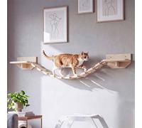 Mendler Puente de escalada HWC-Q56 - Naturaleza | Escalera para gatos, puente colgante, puente para gatos, plataforma, madera, FSC®, 15 x 130 x 19 cm