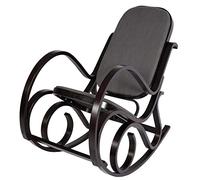 Mendler Rattan im Trend M41 - Mecedora (madera maciza, aspecto de nogal, tela), color gris