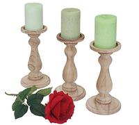 Mendler Serie Vintage Set 3X Portavelas T361 Madera Paulonia Diseño Decorativo Natural