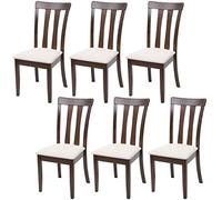 Mendler - Silla de comedor HWC-G46, tejido de madera maciza, marco oscuro, color beige