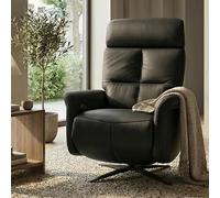 Mendler Sillón de relax HWC-L10, reclinable con función giratoria, ajustable eléctricamente, de piel, color negro
