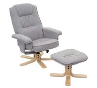 Mendler Sillón de relax M56 con taburete, tela/textil, certificado FSC®, color gris claro