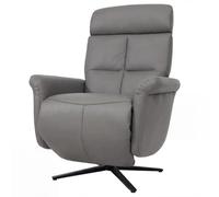 Mendler Sillón relax HWC-L10 de cuero - gris oscuro | Sillón reclinable giratorio para televisión