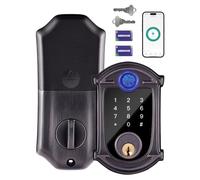 MENDOCK Cerradura inteligente de entrada sin llave, impermeable IP56, cerraduras exteriores digitales para puerta delantera, control de teléfono inteligente, cerradura de puerta de huellas dactilares