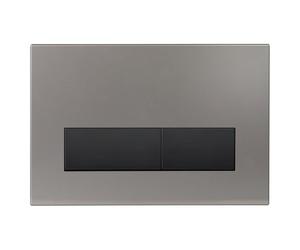 Mendorio Placa de Accionamiento WC, Compatible con Geberit, Sigma, UP300 y UP320, Función de Doble Descarga, Incluye Kit de Palanca y Marco. (Gris oscuro Mate & Negro Mate Botón)