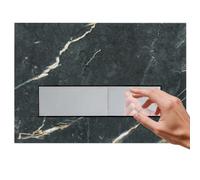 Mendorio Placa de Descarga para Inodoro, Compatible con Geberit Sigma20, UP300 y UP320, Doble Descarga con Regulador y Panel Fijo, Dimensiones 246 x 164 mm (Gris oscuro-Y10 & Cromado Botón)