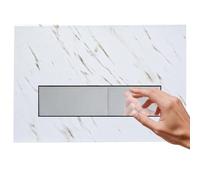 Mendorio Placa de Descarga para Inodoro, Compatible con Geberit Sigma20, UP300 y UP320, Doble Descarga con Regulador y Panel Fijo, Dimensiones 246 x 164 mm (Blanco-Y1 & Cromado Botón)