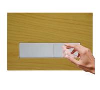 Mendorio Placa de Descarga para Inodoro, Compatible con Geberit Sigma20, UP300 y UP320, Doble Descarga con Regulador y Panel Fijo, Dimensiones 246 x 164 mm (Acabado madera-M5 & Cromado Botón)