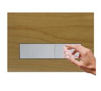 Mendorio Placa de Descarga para Inodoro, Compatible con Geberit Sigma20, UP300 y UP320, Doble Descarga con Regulador y Panel Fijo, Dimensiones 246 x 164 mm (Acabado madera-M9 & Cromado Botón)