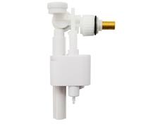 Mendorio Válvula de llenado de cisterna lateral, válvula de flotador universal G3/8, flotador ajustable en altura, conector de latón y filtro extraíble, piezas de repuesto para cisterna de inodoro