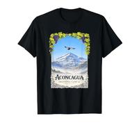 Mendoza Argentina: Cóndor sobre el Monte Aconcagua Camiseta gráfica económica, Hombre, Negro, S