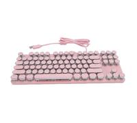 MENDUNER 4 Colores 87 Tecla de Teclado Teclado con Cable, Plug and Play, Lighting Dinámico RGB, Resistencia a Derrames, Barra Espacial Curva, Compatible con PC, Computadora Portátil (Rosado)