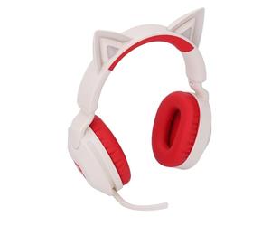 MENDUNER Auriculares Inalámbricos de Gato Gato Cat Light Stereo Sound of Game Music para Juegos para Adultos Recomendados (Rojo)