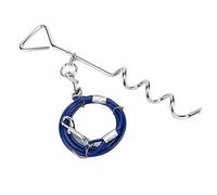 MENDUNER Cadena de Tracción de Alambre de Acero con Hebilla de Doble Cabeza para Mascotas, Fuerza de Tracción de 100-150 Kg, Estaca de Tierra de Acero Al Carbono para Exteriores, Azul, 16,5x3,5x1,6