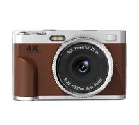 MENDUNER Cámara Digital 4K de 68 MP, Cámara de Viaje Compacta con Enfoque Automático y Modo Web, Antivibración, Compatible con 128 GB para Fotografía (Brown)