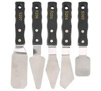 MENDUNER Cuchillo de Pintura Acrílica, Juego de de Madera Negra de Acero Inoxidable para Pasta de Modelado, Agregado, para Estudiantes de Arte, 5 Piezas