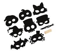MENDUNER Juego de Máscaras Faciales de Animales de Papel para Rascar de Halloween, Manualidades Creativas para Disfraces de Halloween, 8 Máscaras Coloridas para Niños